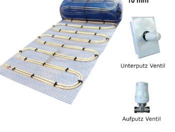Fußbodenheizung Dünnschicht Warmwasser DOPPELROHR *Komplett-Set* - 2,5 bis 20m²