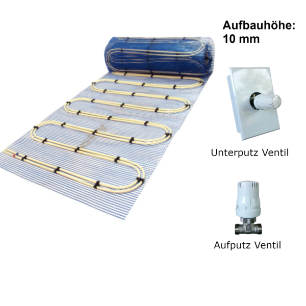 Fußbodenheizung Dünnschicht Warmwasser DOPPELROHR *Komplett-Set* - 2,5 bis 20m²