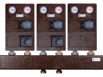 Pumpengruppen-Set inklusive Verteiler - 2x Mischerkreis, 1x Direktkreis DN25 (1")