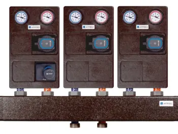 Pumpengruppen-Set inklusive Verteiler - 1x Mischerkreis, 2x Direktkreis DN25 (1")