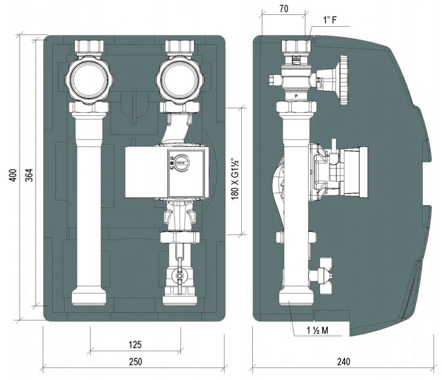 Lovato Heizkreisset KA-125 DN25, DN 25, ungemischt (ohne Pumpe) – Bild 2