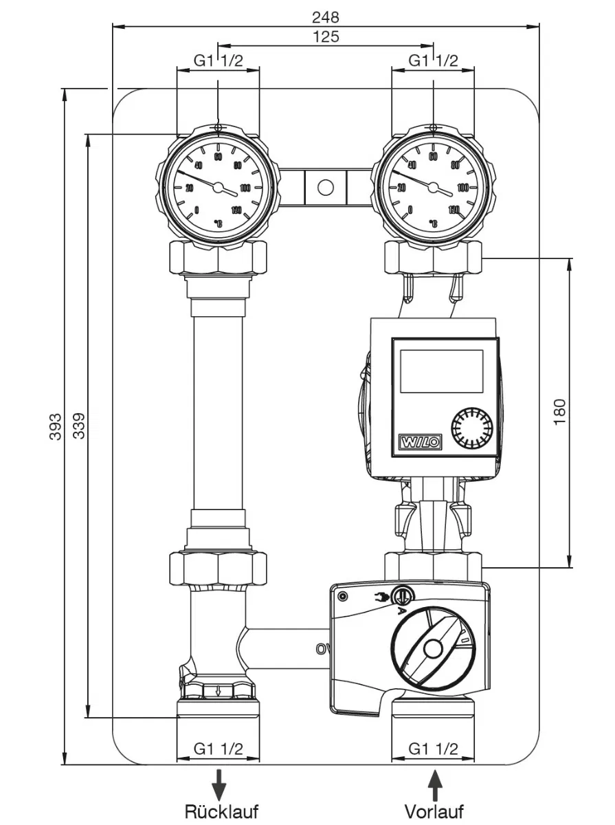 Oventrop Heizkreisset Regumat M3-180 - kurze Bauform, gemischt (ohne Pumpe) – Bild 2