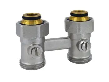 Zweirohr-Hahnblock (Eurokonus), Durchgang, 3/4" AG x ¾" Überwurfmutter