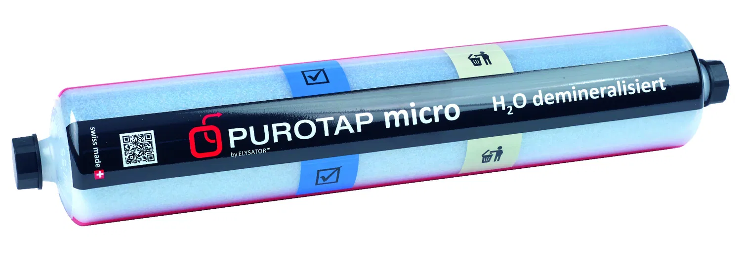 Purotap micro Vollentsalzungs-Befüllstation - Entsalzungspatrone mit Farbumschlag inkl. 2,8 m Schlauch und Wandhalterung – Bild 2