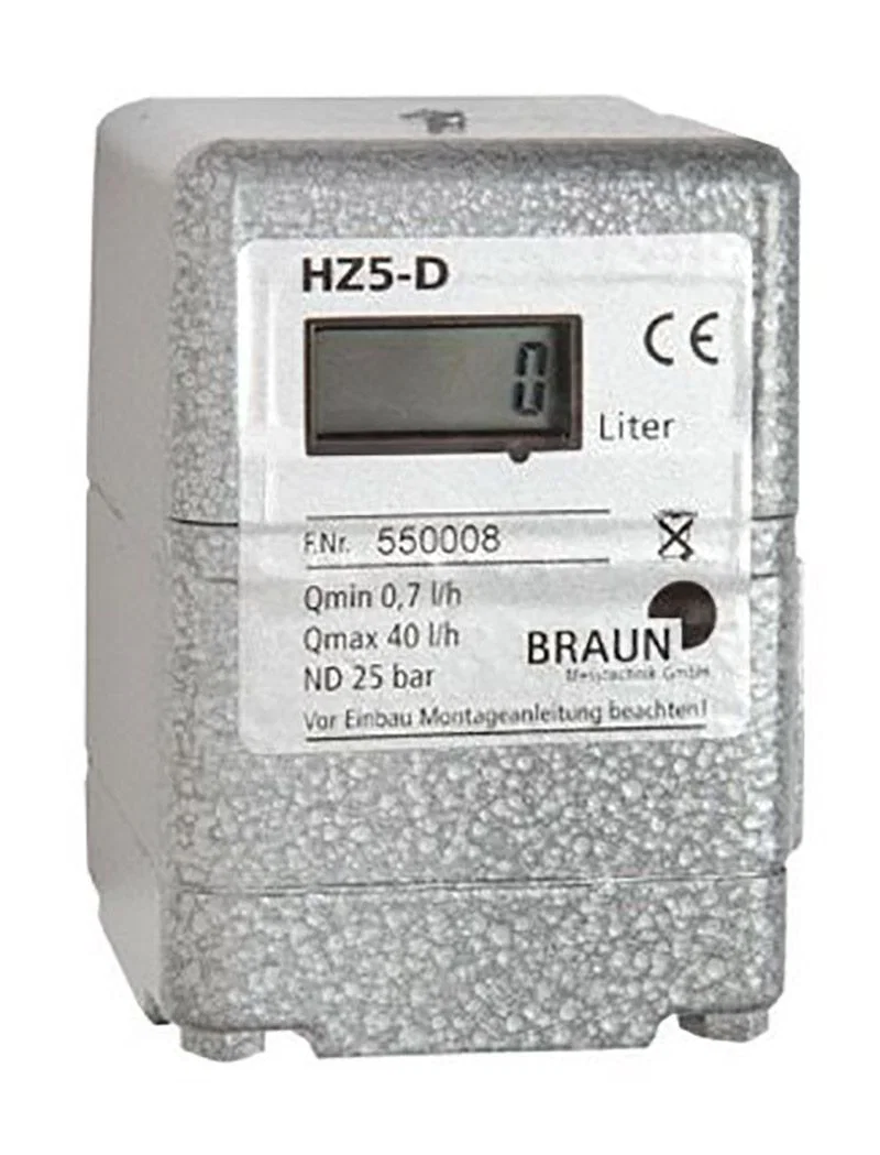 Braun Heizölzähler HZ-5 D mit LCD-Digitalanzeige – präzise Heizölmessung nach DIN 51603
