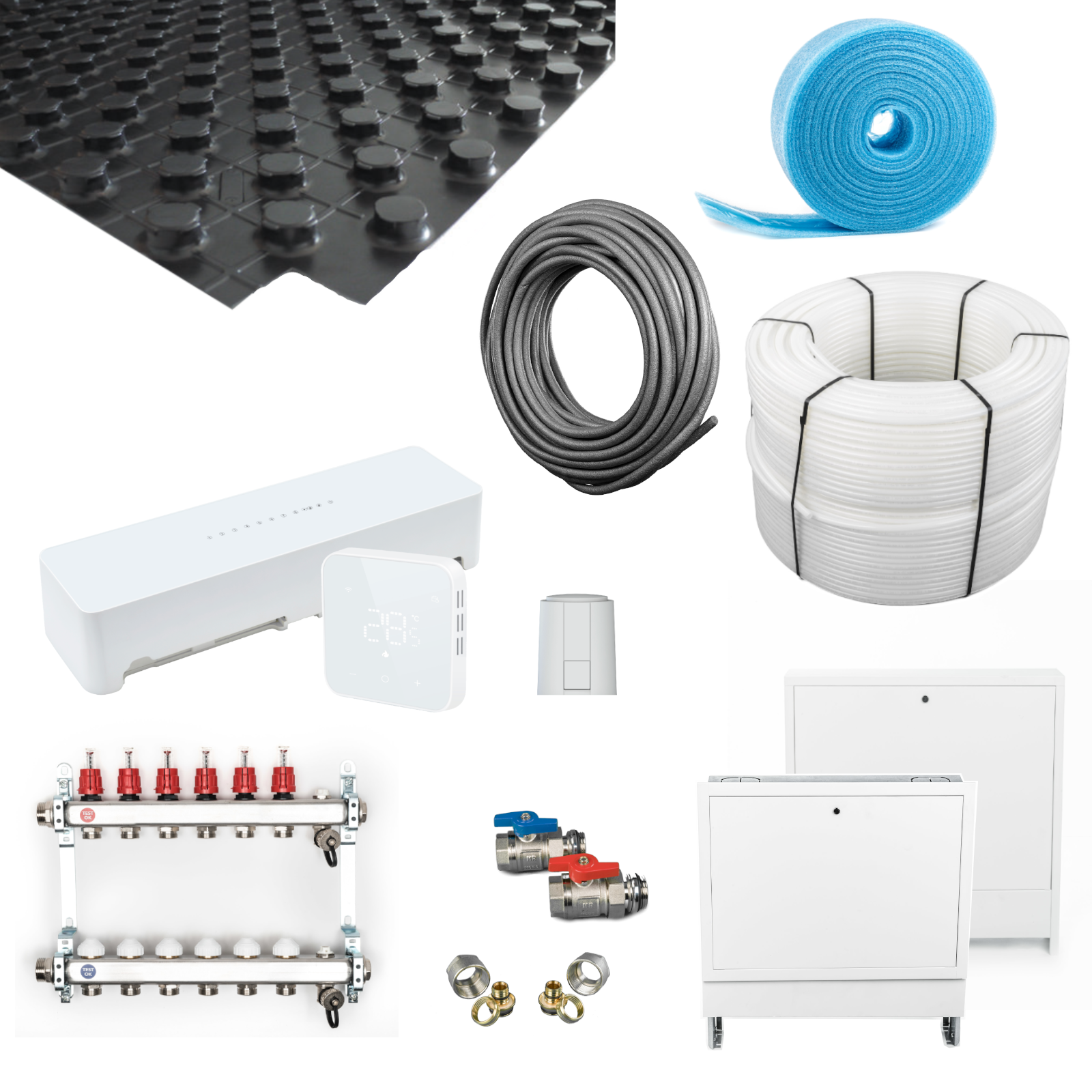 Fußbodenheizung Noppensystem 21mm Rohrträgerplatte Set Complete WIFI Regler